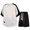 2026 Summer Men's Color Block T-shirt & Shorts Set, Plus Size M-8XL