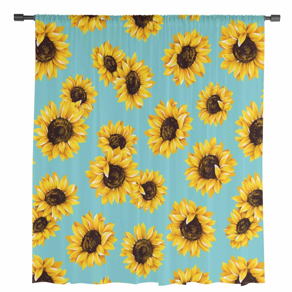 Sunflower Sheer Curtains for Living Room Decoration Window Curtains for Kitchen Tulle Voile Organza Curtains