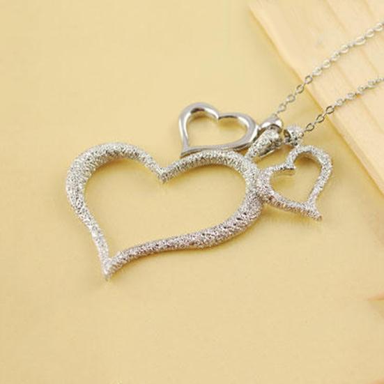 Women's Fashion Three Heart Love Pendant Chain Necklace Wedding Birthday Jewelry