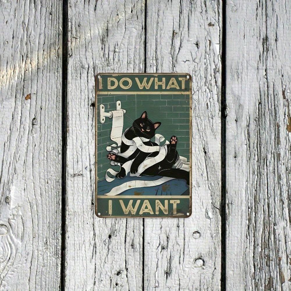 Vintage Schwarze Katze Blechschild Wandkunst Dekoration 20x30 cm Retro Metallschild für Haus Bar Café Garage