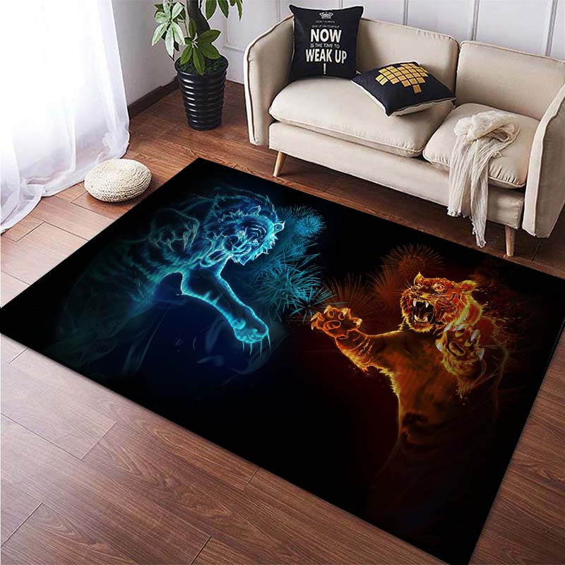 Tiger Print Rug Wild Animal Fur Pattern for Living Room Home Decor Area Rug Skin Fur Luxury Soft Carpet Perfectly In Bedroom