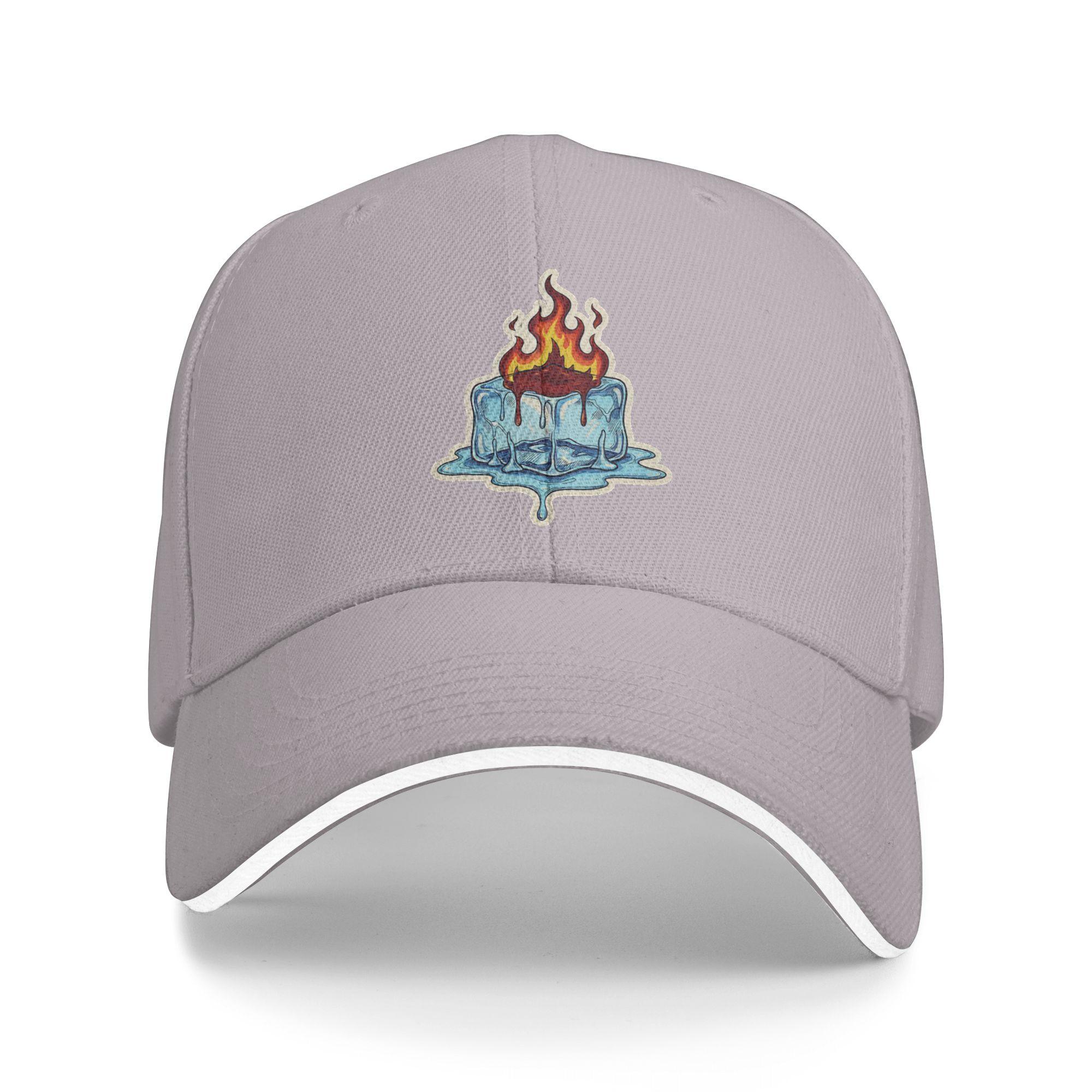 

Fire Ice Out Sun Baseball Cap Spring Fitted Retro Trucker Hat For Female Male Hunting Camping Baseball Caps As Picture серый