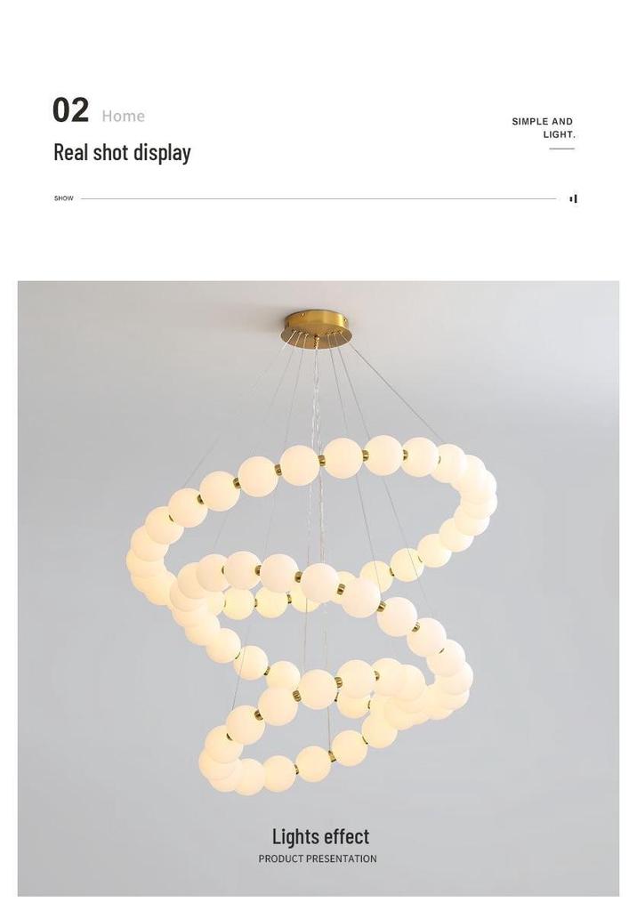 Italian Cream Minimalist LED Pendant Lamp for Living Room and Stairwell