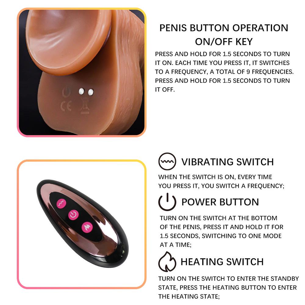 Realistic Female Vibrating Telescopic Silicone Dildo - Automatic Thrusting Adult Sex Toy