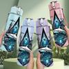 1PC Dark Shark Ocean Monster Print 750ml Color Plastic Sports Water Bottle Leakproof Flip Straw Lid Suitable for Sports Office Home Use