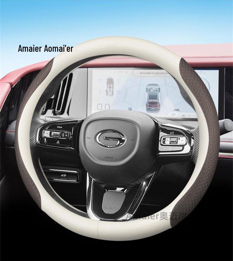 Trumpchi Steering Wheel Cover: Thin Model for M8, Shadow Leopard M6, GS3, GS8, GS4; Anti-Slip Genuine Leather
