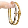 18K Gold-Plated Zircon & Mother-of-Pearl Oval Bangle - Elegant, Versatile Luxury Bracelet for Women