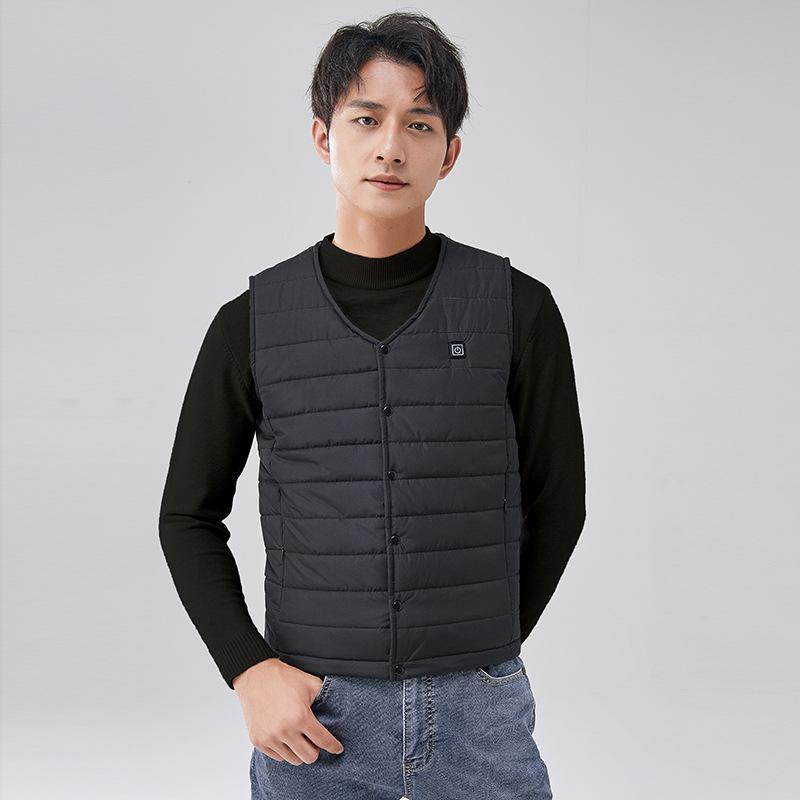 Chaleco Térmico de 12 Zonas con Cuello en V Talla Grande para Personas de Mediana Edad y Mayores - Ropa de Invierno Casual Eléctrica