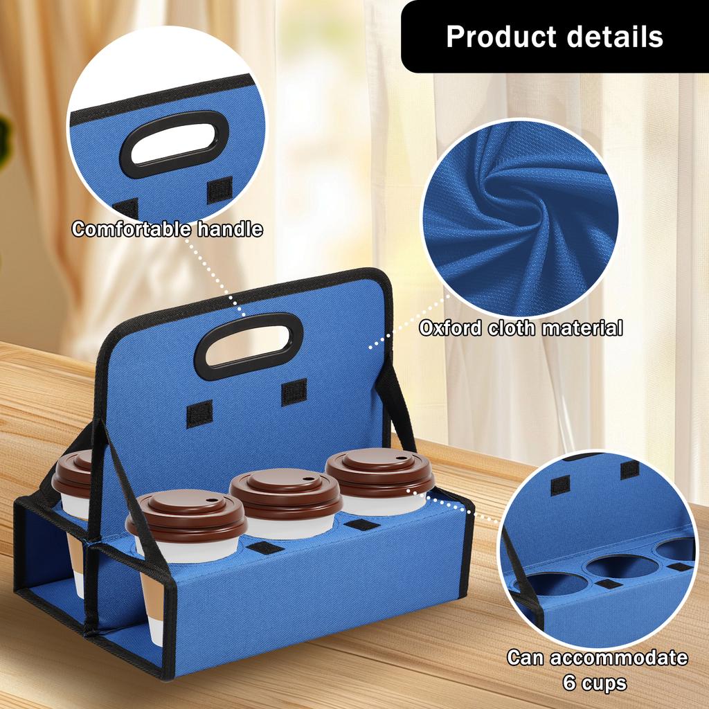 Oxford Cloth Drink Delivery Carrier 6 Cup Coffee Carrier Foldable Soft Drinks Carrier Wear Resistant Reusable Portable Drink