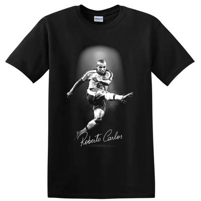 Roberto Carlos Soccer T Shirt Brazilian Football Legend Graphic Tee Fan Gift Art