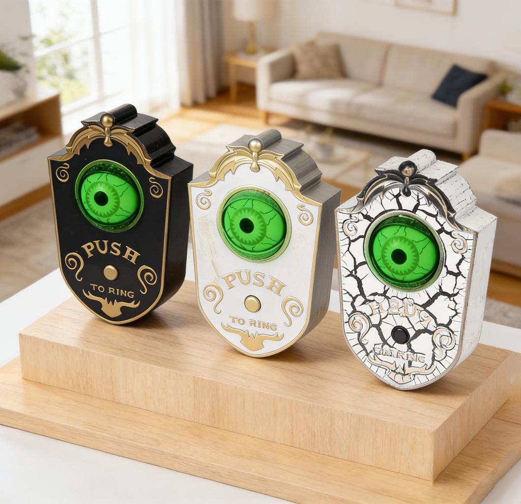 Halloween/Pasqua De Long P018 Campanello Monocolo Decorazione Zucca Giocattolo Teschio Luminoso Ciondolo Gancio Porta Scherzo Batteria AAA