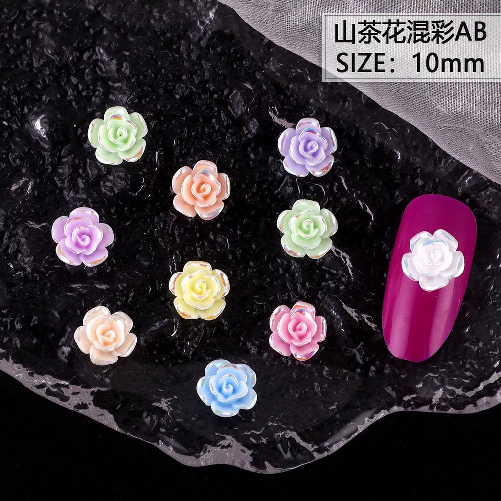 Nail Art Resin Camellia White Rose Ornament Nail Ice Transparent Three-Dimensional Light Changing Flower Accessories