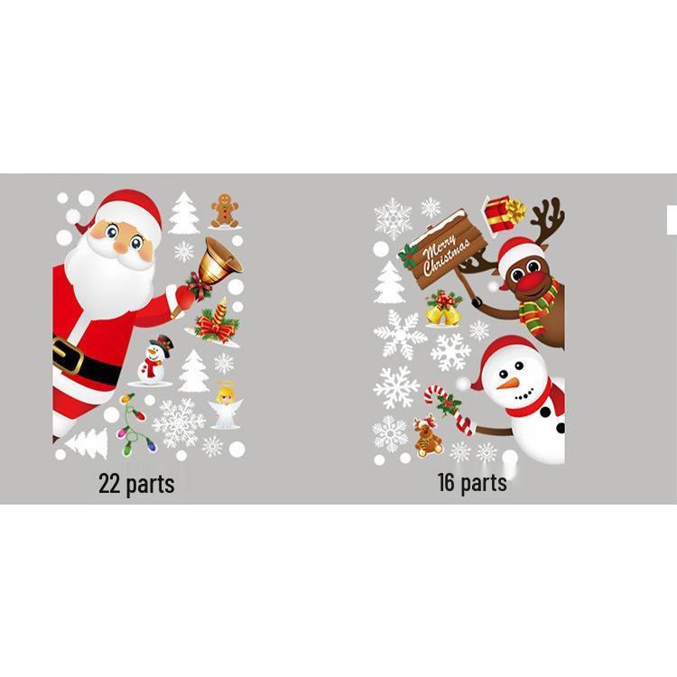 

Двусторонние рождественские наклейки на окна: Наклейки Санта, Снеговик, Снежинка и Олень