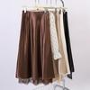 Fei Yuan Women's Satin A-line Drape Skirt, Lace-lined, Solid Color, Early Spring 2026 Fashion Arrival