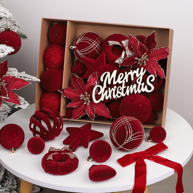 38 szt./pudełko Ozdoby choinkowe Wiszące kwiaty Kokarda Wstążka Gwiazda na czubek choinki Dekoracja świąteczna do domu Nowy Rok 2026