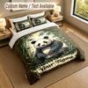 Bear Panda Theme Personalized 3Pcs Bedding Set Custom Text & Name 1 Sheet 2 Pillowcases Household Bedding 1pc