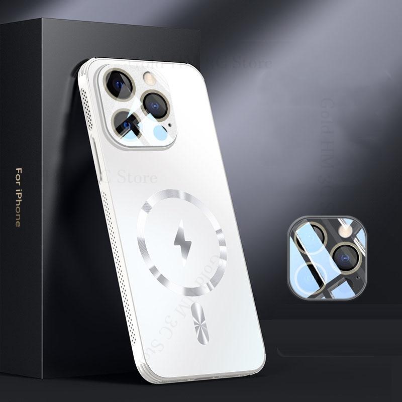 

Магнитный охлаждающий чехол Magsafing для iPhone 16 Pro 15 Max для Magsafe противоударный бронированный чехол для Apple 15 Pro Max 14 13 12 16 Pro For iPhone 12 белый