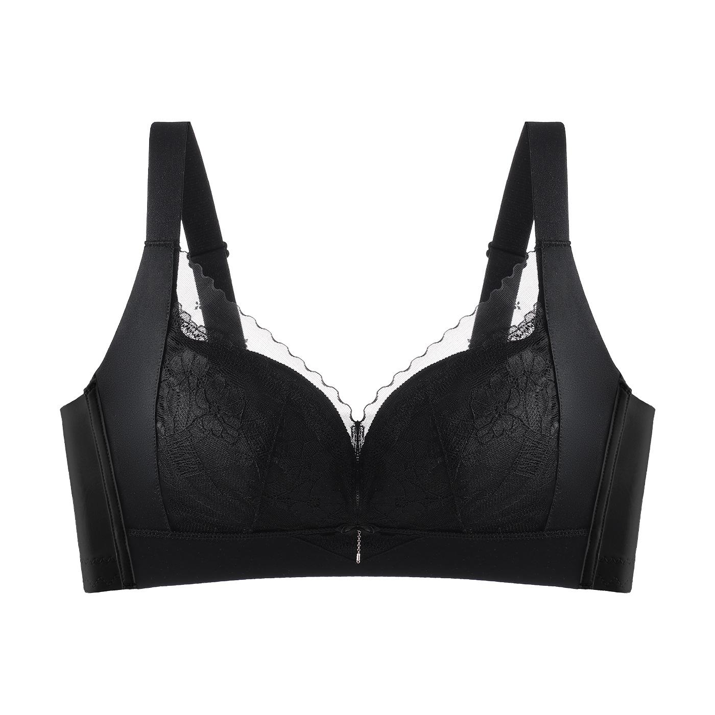 

New no steel ring adjustment bra cover, sexy lace, small breasts show large gathering, medium thickness and comfort 40/90ab universal cup чорний