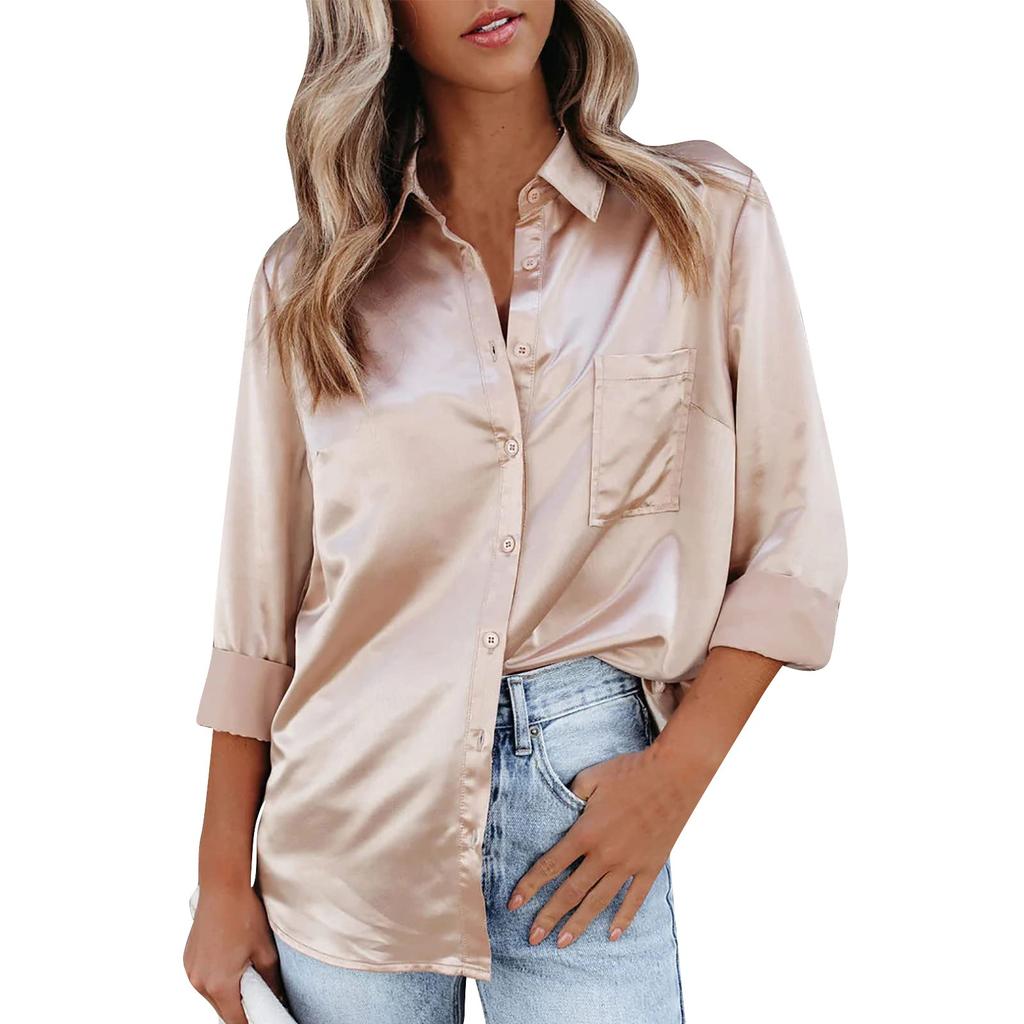 Women's Fashionable Lapel Single Breasted Long Sleeved Shirt Jacket