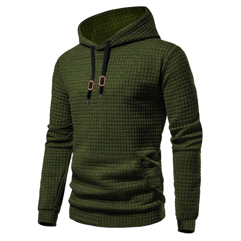 Men S European Size Casual Long Sleeve Hooded Plaid Sweatshirt