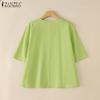 ZANZEA Women Summer Round Neck Loose Casual Half Sleeve Blouse