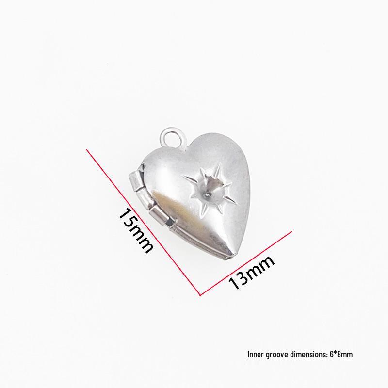 DIY Stainless Steel Heart, Round & Square Photo Box Pendant Necklace