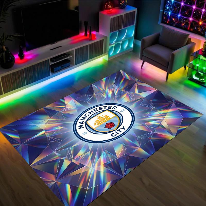 Manchester City Design Crystal Velvet Carpet Cozy Non?Slip Printed Rug For Bedroom Living Room Entrance
