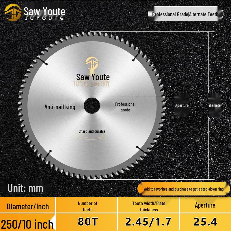 Woodworking Circular Saw Blade for 4, 10, or 12 Inch Cutting; Fits 125 Angle Grinder & 140 Lithium Battery Saw - Cuts Aluminum Sheets