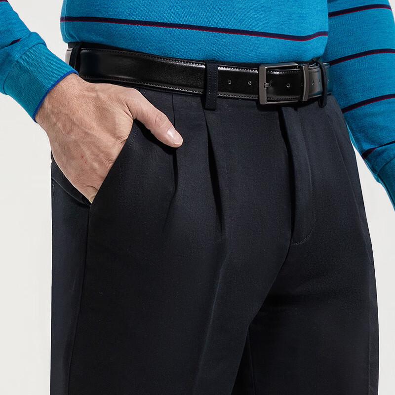 Landun Men's Double Pleated Straight-Leg Casual Pants