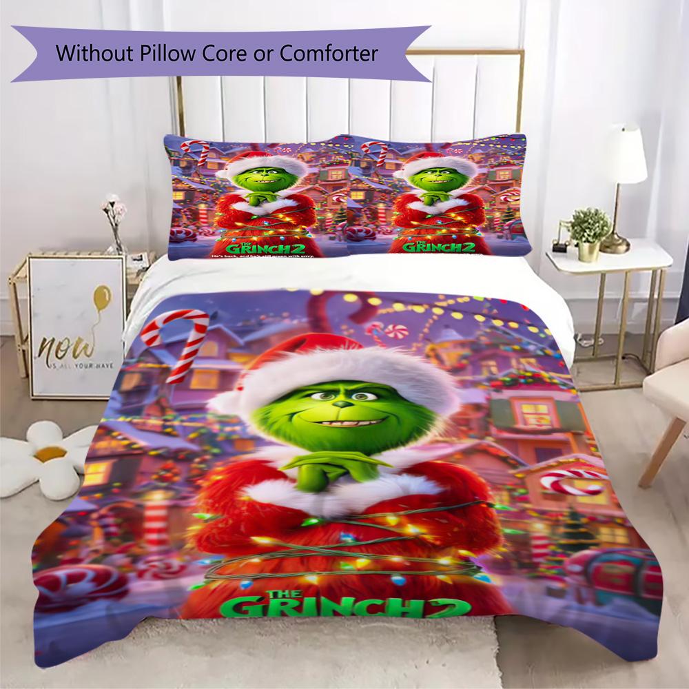 Christmas Gift Oscar Comedy Movie How the Grinch Stole Christmas Home Decor Soft Printed Bedding Set Pillowcase Duvet Cover (without Core) R13