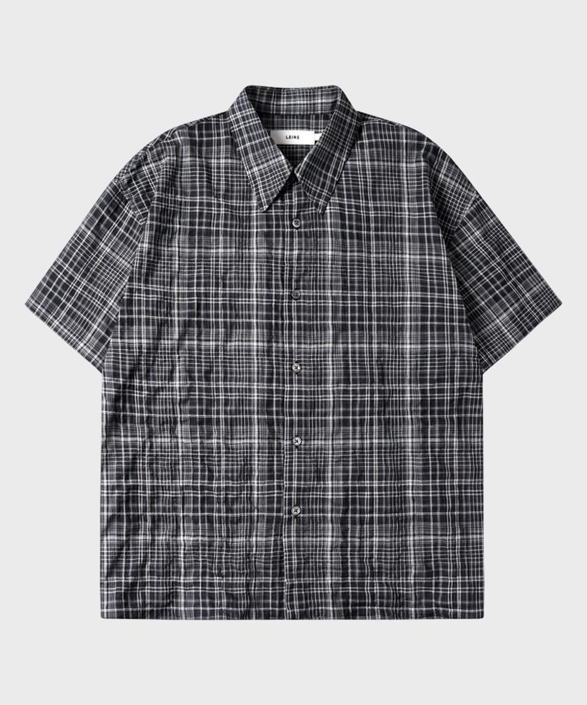 LEIRE Vintage Wrinkle Check Short Sleeve Shirt [Charcoal]