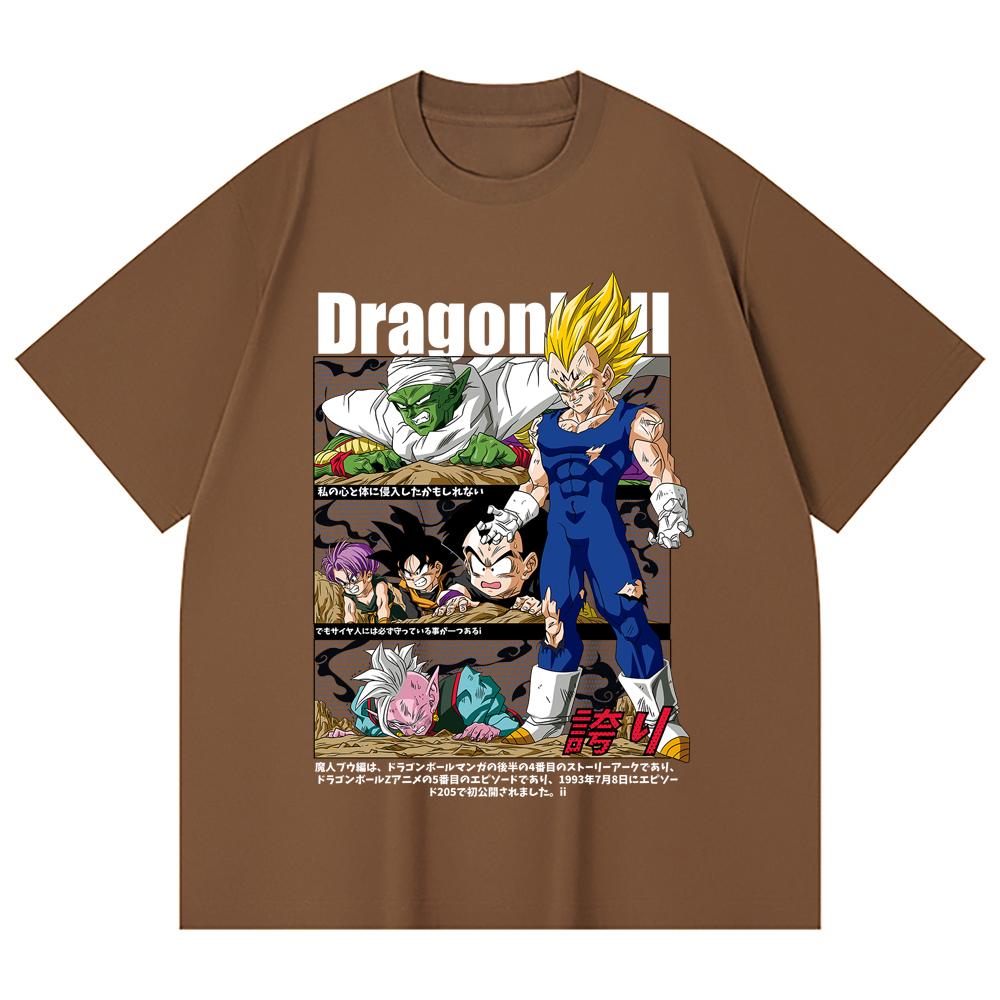 230 Gsm 100% Cotton Dragon Ball V6 Majin Vegeta Print Unisex Heavy Cotton T Shirt