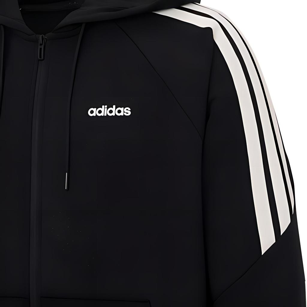 Adidas 3-Stripes Casual Minimalist Hooded Striped Versatile Jacket Men Jacket Black KA2577