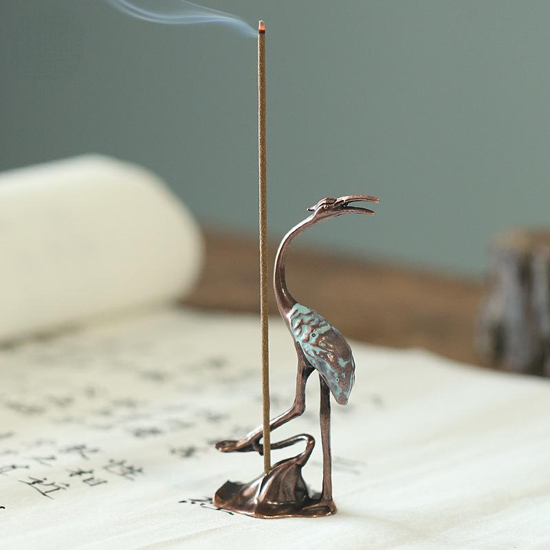 

Crane Incense Insert, Incense Holder, Line Incense Insert, Incense Rack, Antique Blue Crane Asking The Sky, Alloy Zen Creativity