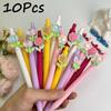 10Pcs Crystal Flowers-Themed Retractable Ballpoint Pens - Multicolor Soft Grip Pens with Random Crystal Flowers Designs, Fine Point, Ideal for Student