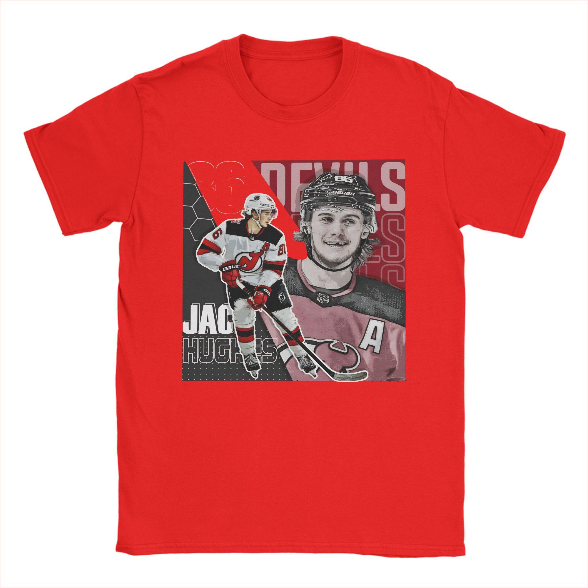 Jack Hughes Hockey Design Poster Devils TShirts Men Leisure 100 Cotton Tees O Neck Short Sleeve T Shirts Plus Size Clothing S