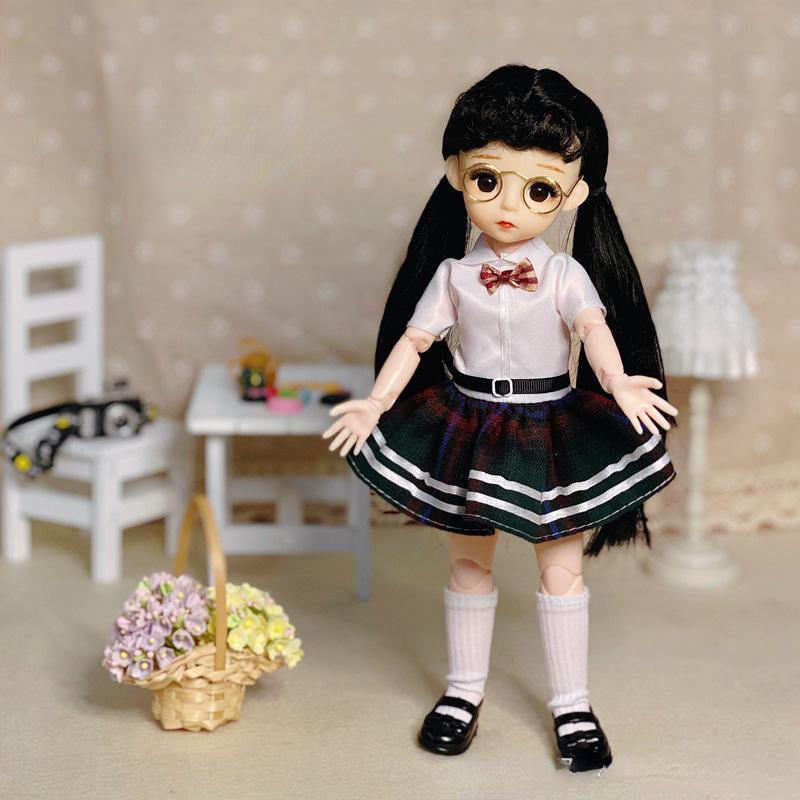30CM Mini Bevegelig Leddet Dukke Jenter Leketøy 3D Big Eyes BJD Princess Full Drakter Kjoler Samling Barnedukkegave