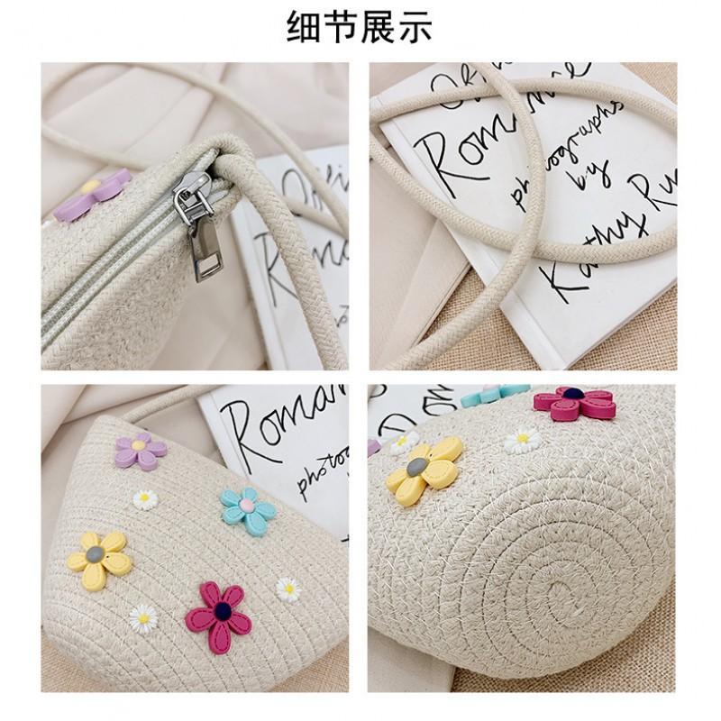 Cute Straw Woven Bag Fashionable Internet Celebrity Female One-shoulder Cross-body Women's Ins Trendy Small Backpack