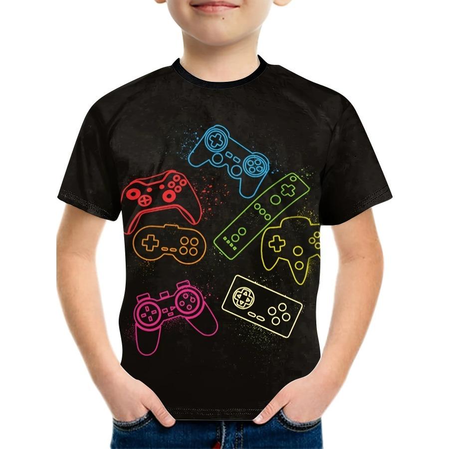 Children's Clothing T-Shirts for Boys Short Sleeve Children's T-Shirts 3D Gamepad Print Fashion Round Neck Kids Summer Clothes