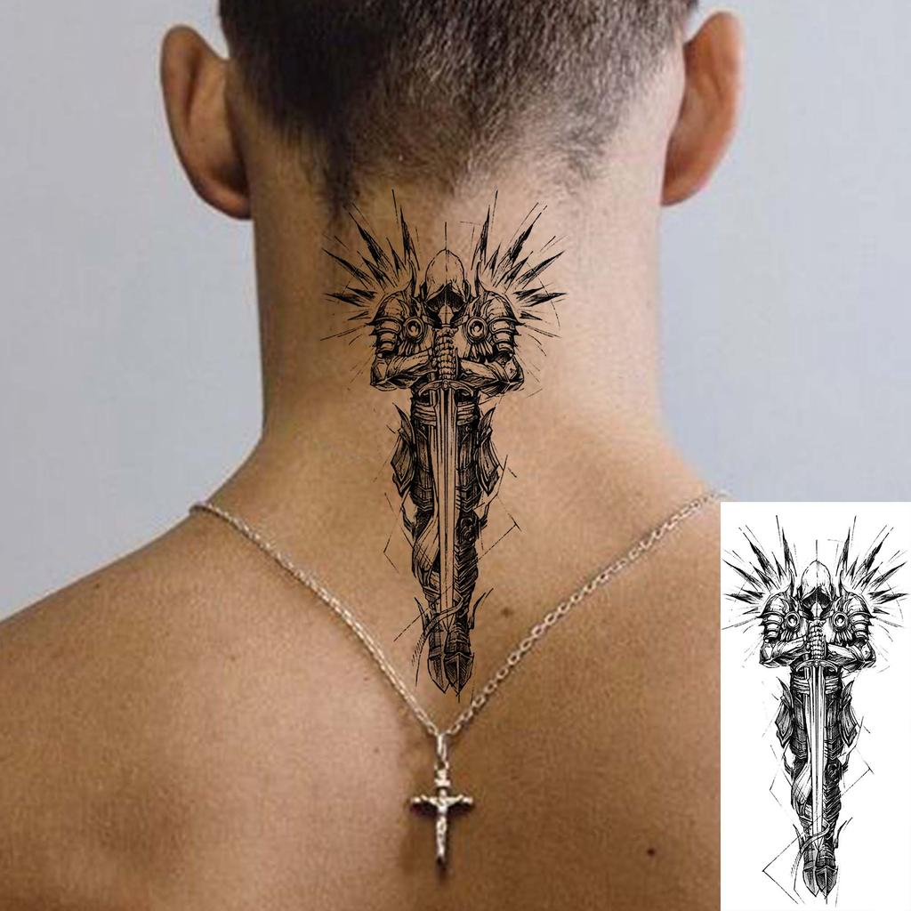 1 Sheet Halloween Dark Gothic Phoenix Temporary Tattoo For Men Women Neck Forearm, Waterproof Realistic Temp Fake Tatoo Stickers