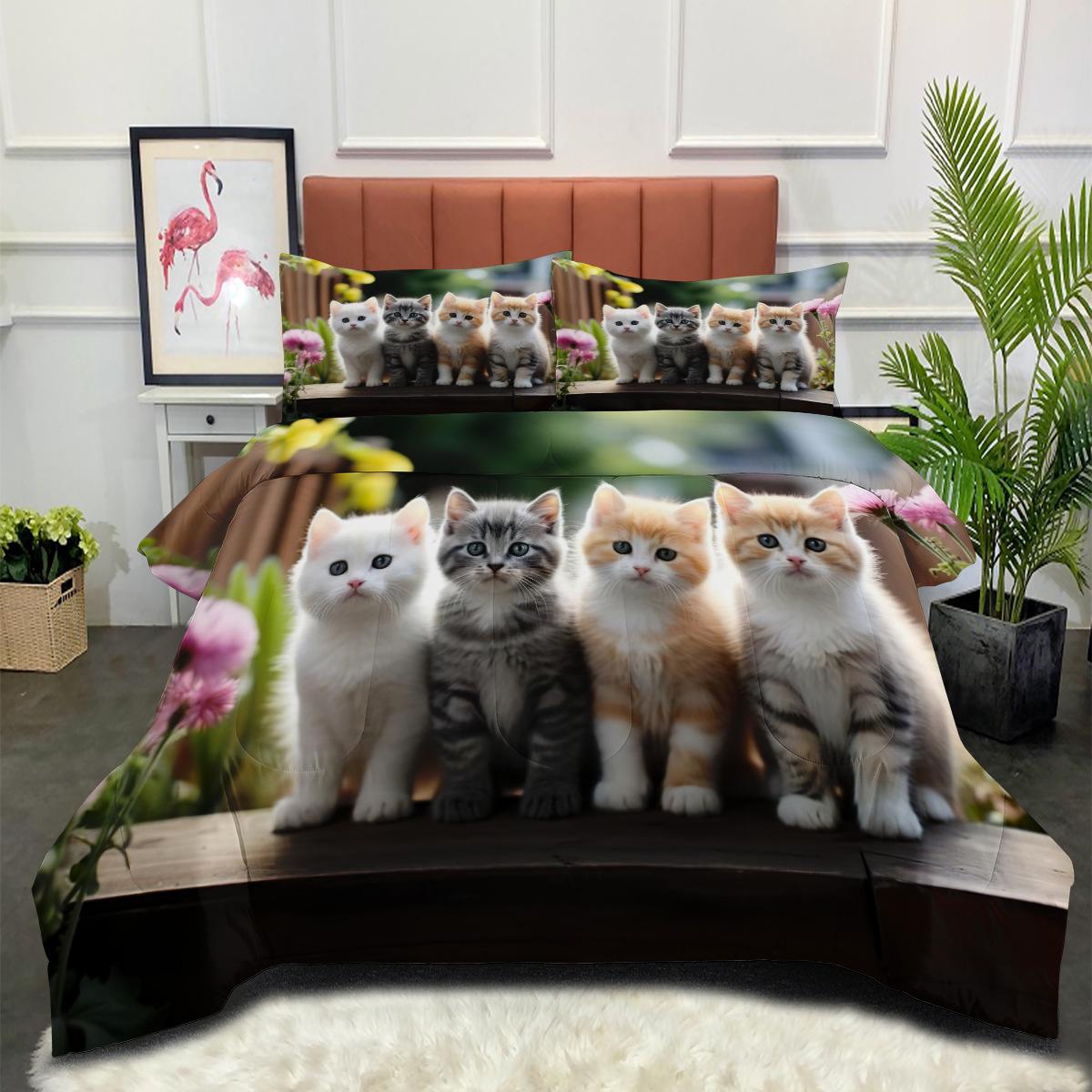 Stacked Cat Animal Cat Stylishnew Arrival Modern Cartoon Quilt 140*200cm
