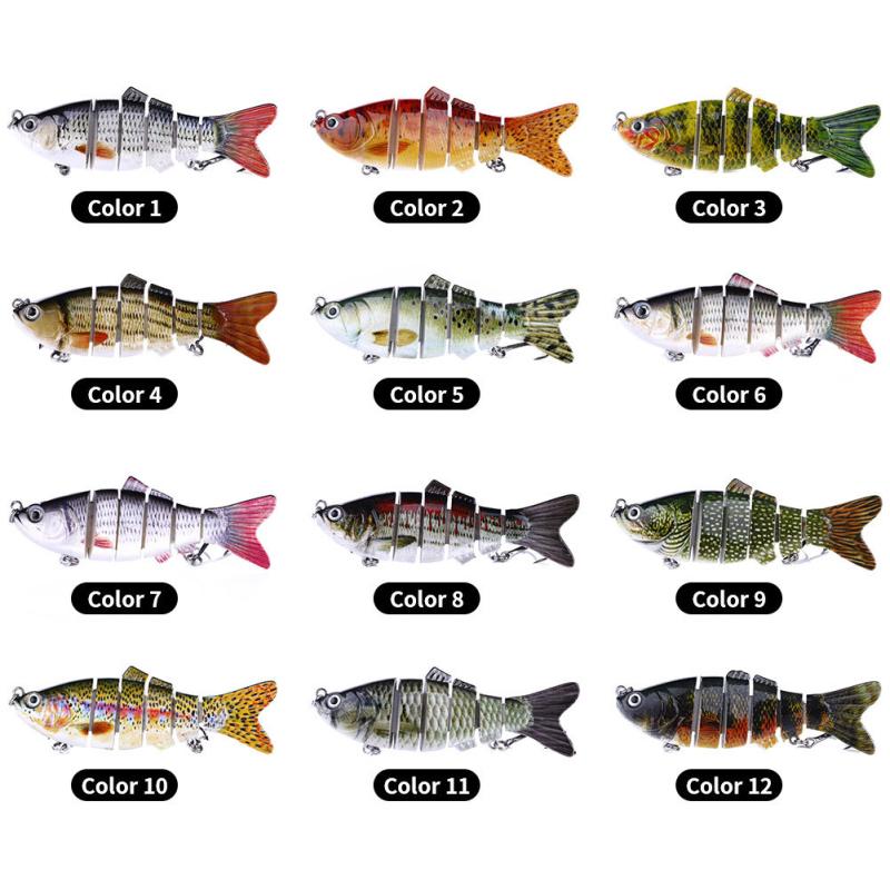 10cm/18g Esca da Pesca 12 Colori Multi-Segmenti Articolata Bionica Esca Artificiale Wobbler Affondanti Pesca