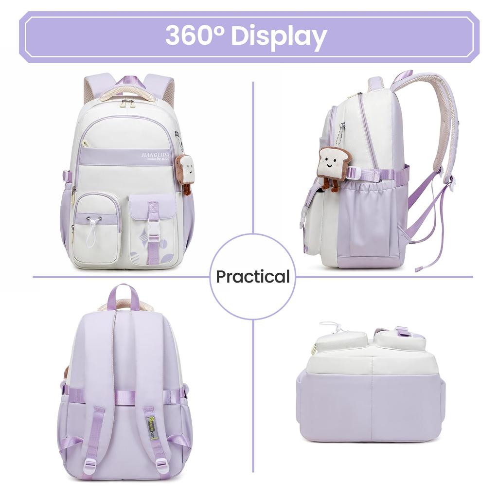 Girls' School Backpack Teenager School Bag Waterproof Lightweight Stylish Casual Daypack Nylon School Bag Girls 3rd - 9th Class