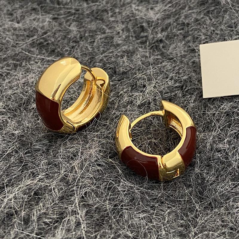 PONYKISS Sterling Silver Red Enamel Geometric Stud Earrings for Women Vintage Fine Minimalist Light Luxury Accessory