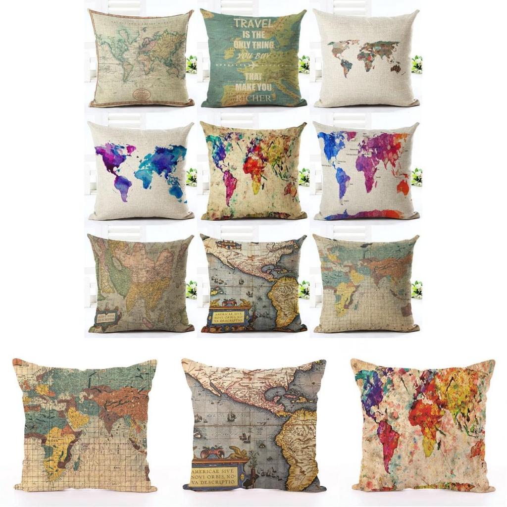 Hochwertiger Heimweltkarten-Druck Kissenbezug für elegante Sofadekoration