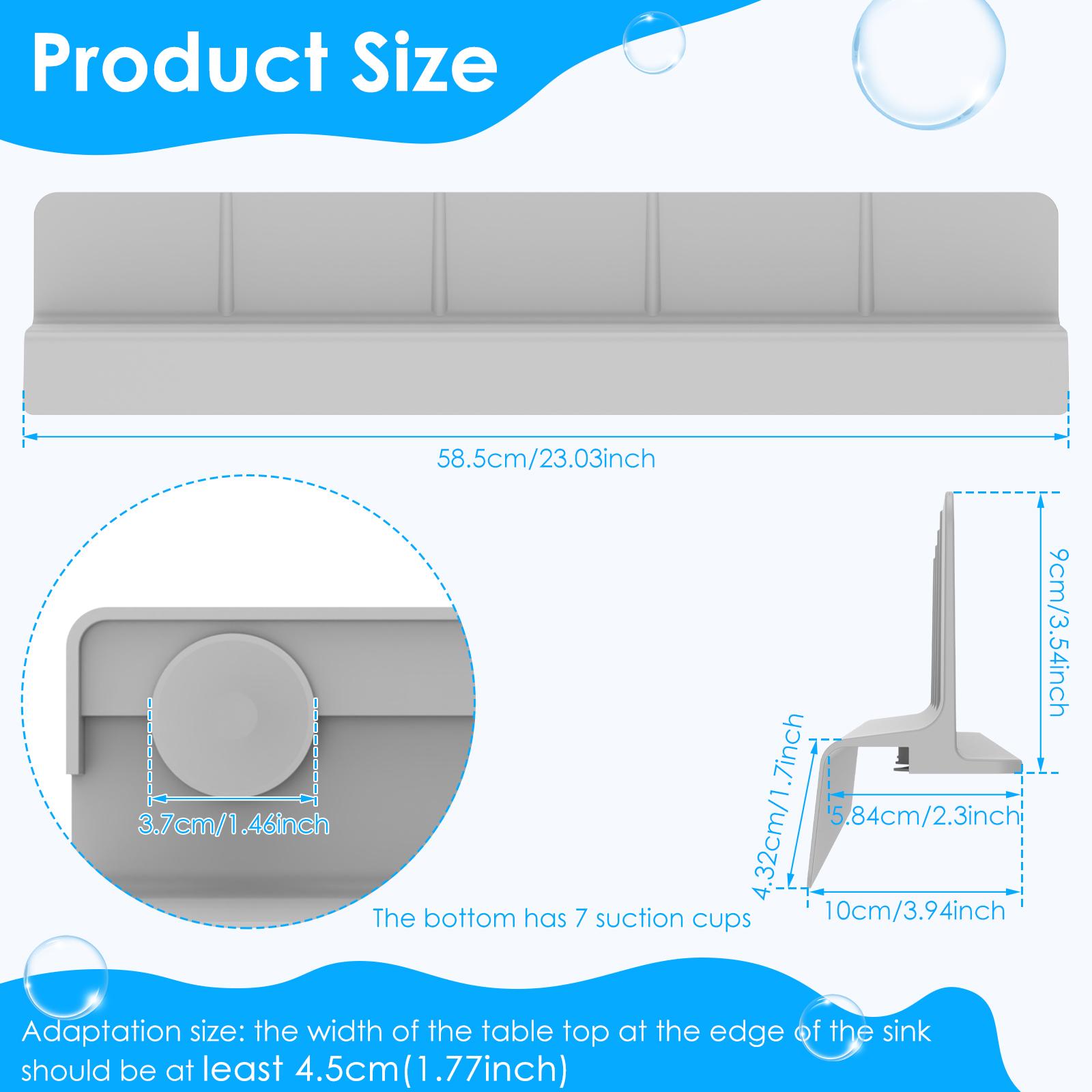 23″ Sink Water Splash Guard Silicone Kitchen Sink Water Baffle Plate with Non Slip Strong Suction Cups Sink Baffle Splash Guard
