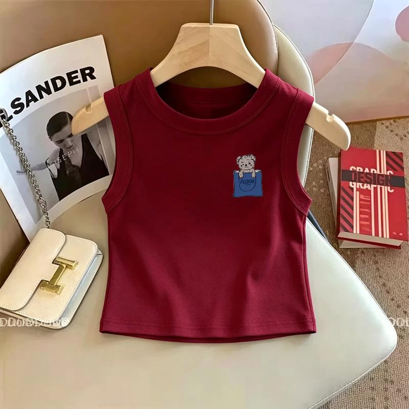 Girls' Trendy Sleeveless Round Neck Tank Top, Slim Fit for Ages 6-12