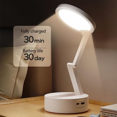 Portable Foldable Lamp With Clock USB Charging Type Fold LED Desk Lamp Energy Saving Rechargeable LED Reading Light