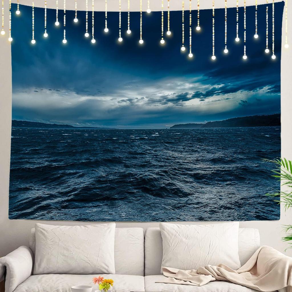 Shrahala Ocean Wave Tapestry Nature Wall Hanging Large Psychedelic Tapestry for Bedroom Living Room Dorm Black and White