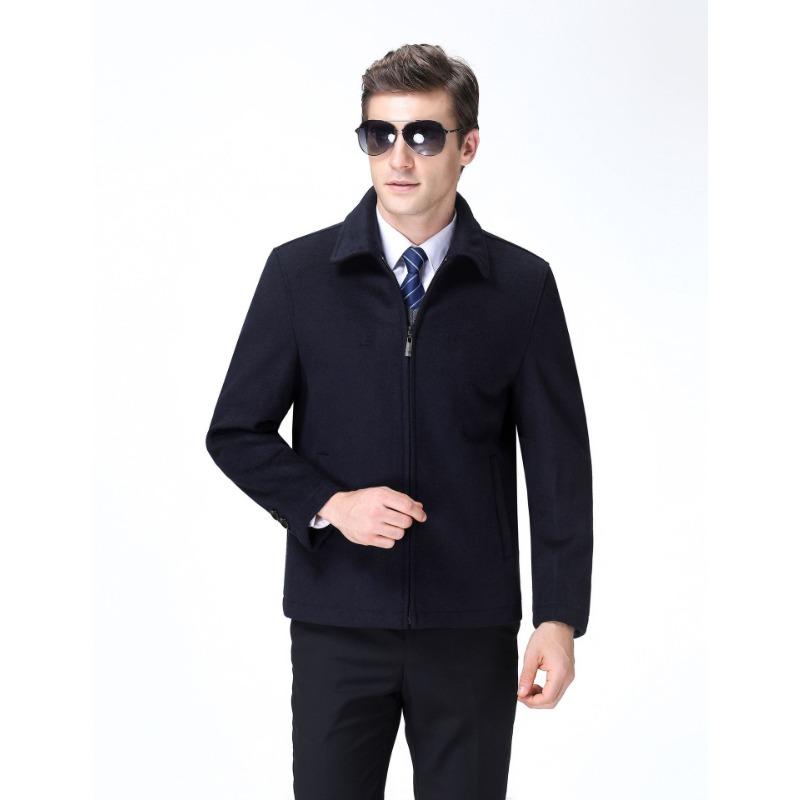 New Autumn and Winter Woolen Jackets for Middle-aged and Elderly Men, Casual Lapel Plus Velvet Jackets, Daddy Woolen Coats